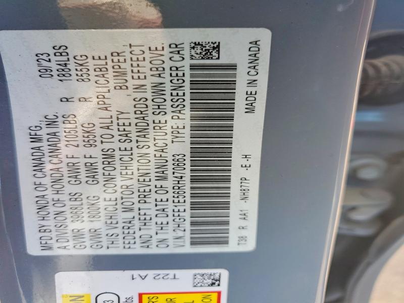 2024 Honda Civic მანქანა იყიდება აუქციონზე, vin: 2HGFE1E56RH470663, აუქციონის ნომერი: 54822176