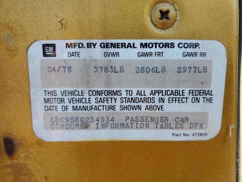 Продажа на аукционе авто 1978 Cadillac Fleetwood, vin: 6B69S8Q234934, номер лота: 53211006