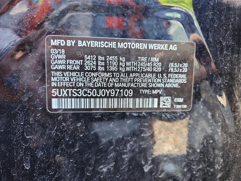 2018 Bmw X3 მანქანა იყიდება აუქციონზე, vin: 5UXTS3C50J0Y97109, აუქციონის ნომერი: 52439046