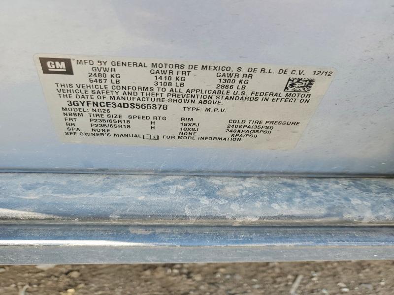 53892916 :رقم المزاد ، 3GYFNCE34DS566378 vin ، 2013 Cadillac Srx مزاد بيع