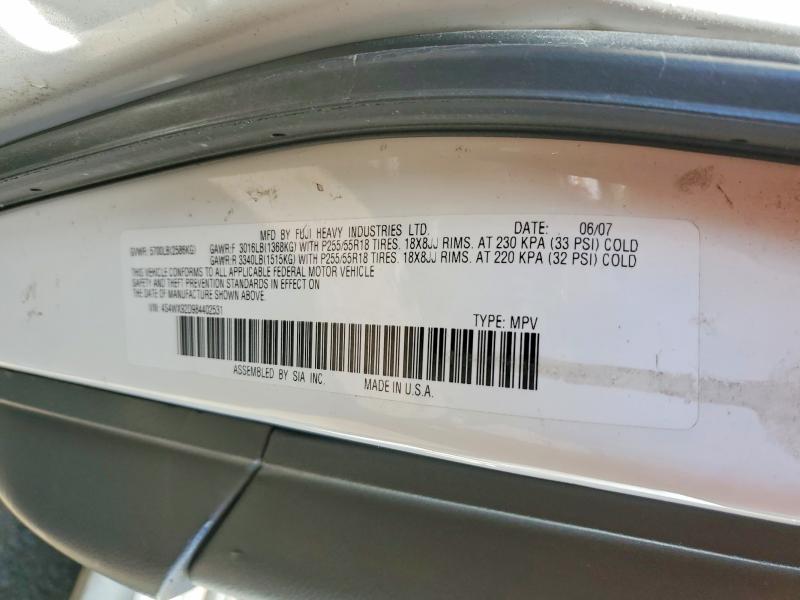 Продаж на аукціоні авто 2008 Subaru Tribeca, vin: 4S4WX92D984402531, номер лоту: 53222356