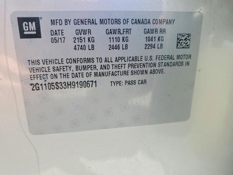 Продажа на аукционе авто 2017 Chevrolet Impala, vin: 2G1105S33H9190671, номер лота: 55595256