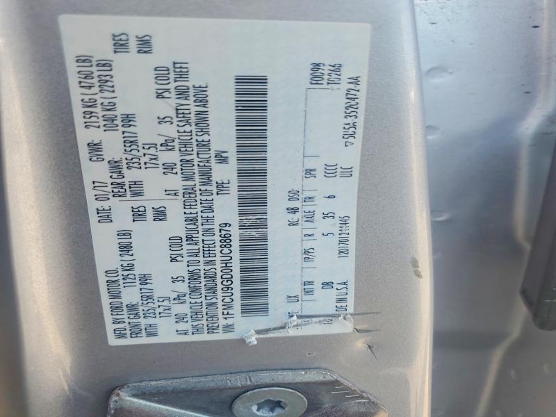 2017 Ford Escape მანქანა იყიდება აუქციონზე, vin: 1FMCU9GD0HUC88679, აუქციონის ნომერი: 54254686