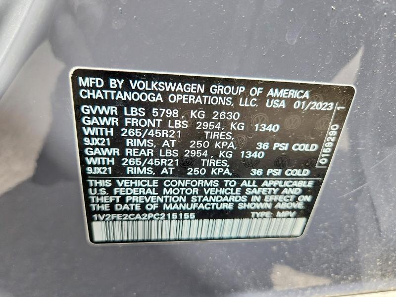 54635696 :رقم المزاد ، 1V2FE2CA2PC215155 vin ، 2023 Volkswagen Atlas Cross Sport مزاد بيع