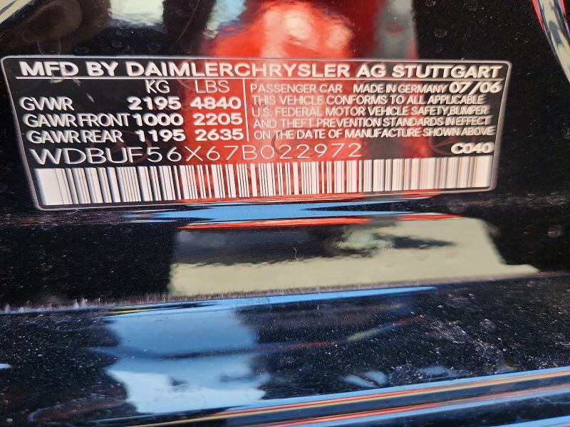 53830306 :رقم المزاد ، WDBUF56X67B022972 vin ، 2007 Mercedes-benz E مزاد بيع