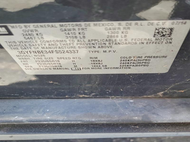 53672186 :رقم المزاد ، 3GYFNBE34FS524337 vin ، 2015 Cadillac Srx مزاد بيع