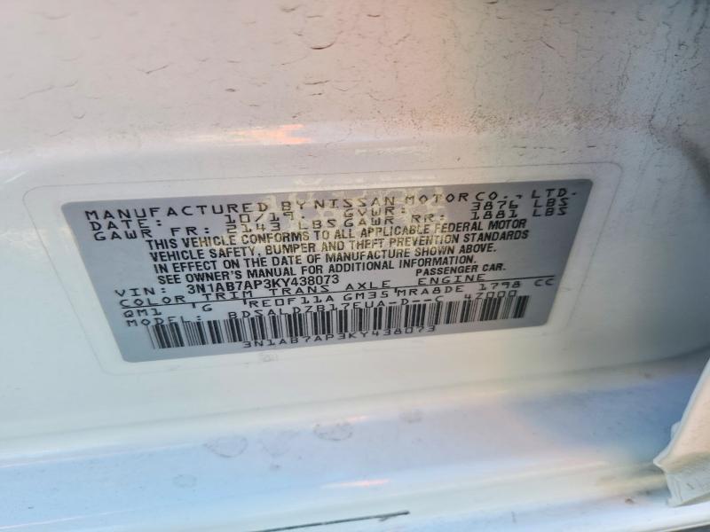 54141276 :رقم المزاد ، 3N1AB7AP3KY438073 vin ، 2019 Nissan Sentra مزاد بيع