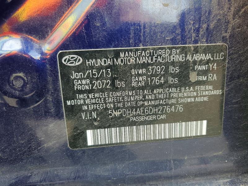 Aukcja sprzedaży 2013 Hyundai Elantra, vin: 5NPDH4AE6DH276476, numer aukcji: 53654926