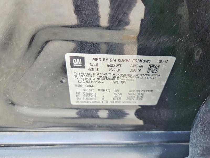 54753566 :رقم المزاد ، KL4CJBSB3HB222594 vin ، 2017 Buick Encore مزاد بيع