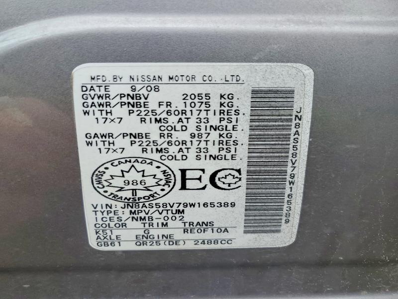 Auction sale of the 2009 Nissan Rogue, vin: JN8AS58V79W165389, lot number: 51653716