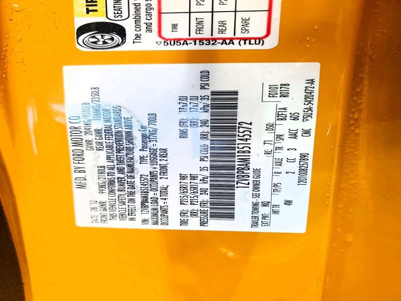 53516616 :رقم المزاد ، 1ZVBP8AM1B5145572 vin ، 2011 Ford Mustang مزاد بيع