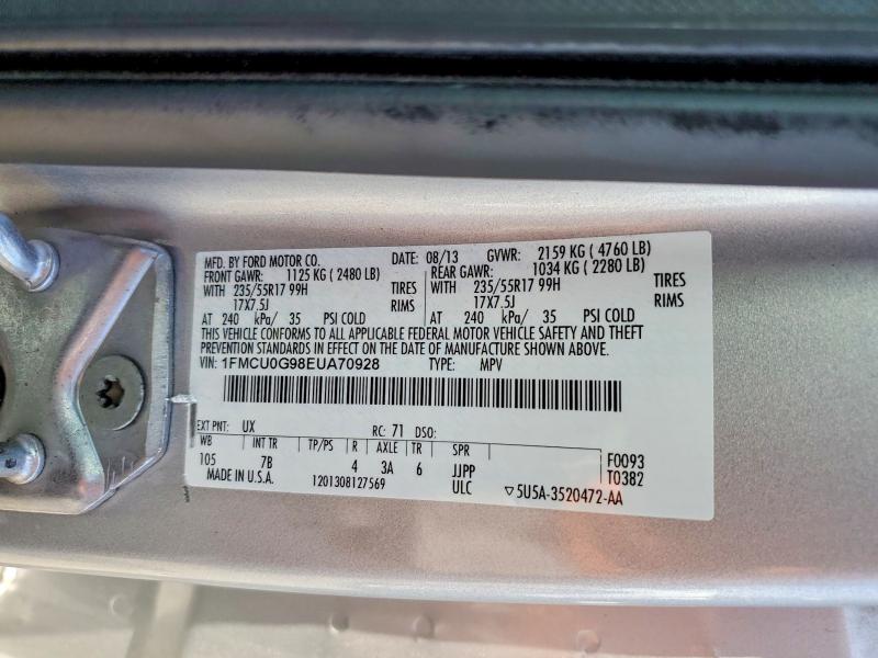 54877306 :رقم المزاد ، 1FMCU0G98EUA70928 vin ، 2014 Ford Escape مزاد بيع