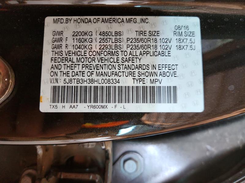 Продаж на аукціоні авто 2017 Acura Rdx, vin: 5J8TB3H38HL008334, номер лоту: 53281186