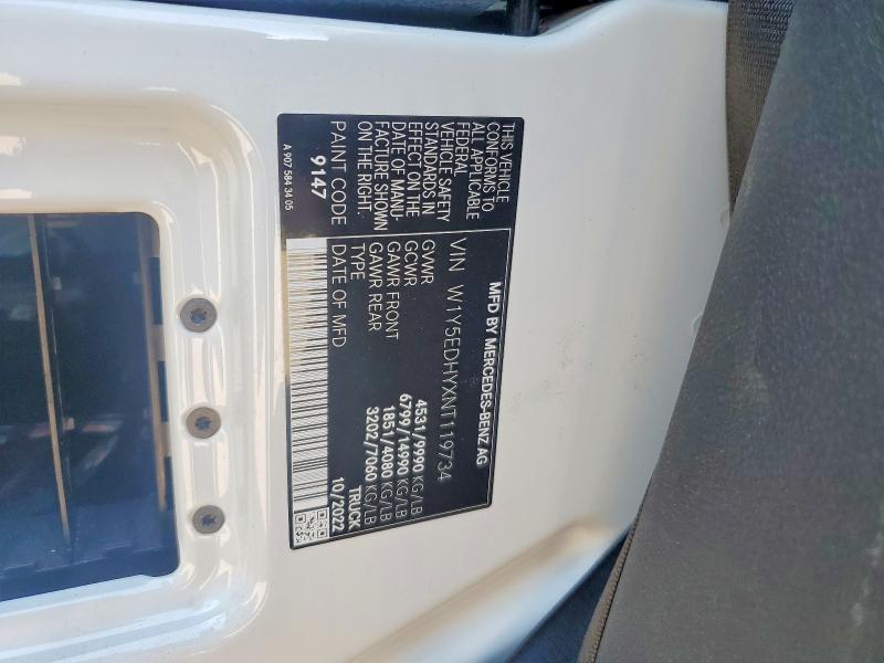 Продаж на аукціоні авто 2022 Mercedes Benz Sprinter, vin: W1Y5EDHYXNT119734, номер лоту: 52234286