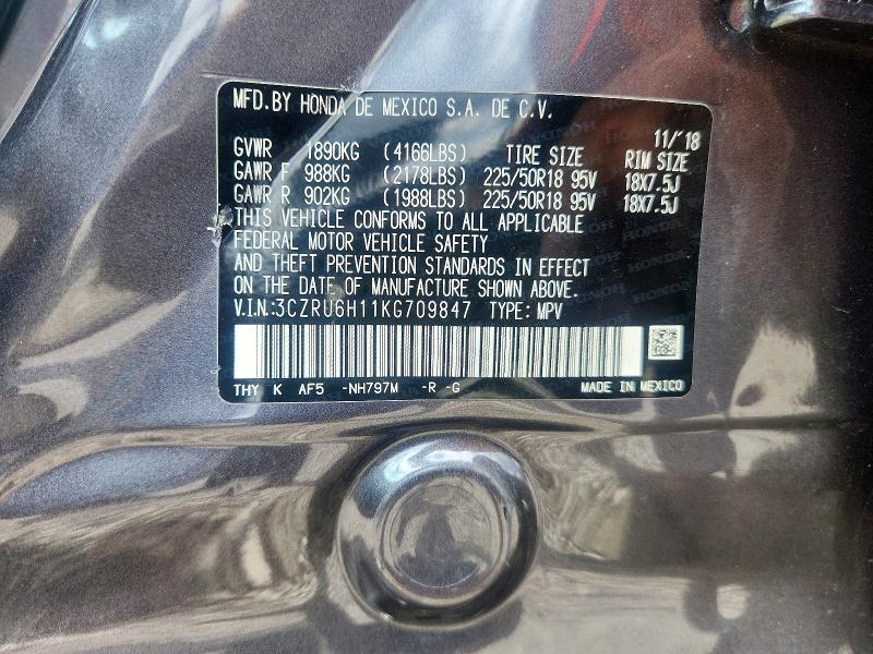 Aukcja sprzedaży 2019 Honda Hr-v, vin: 3CZRU6H11KG709847, numer aukcji: 54708076