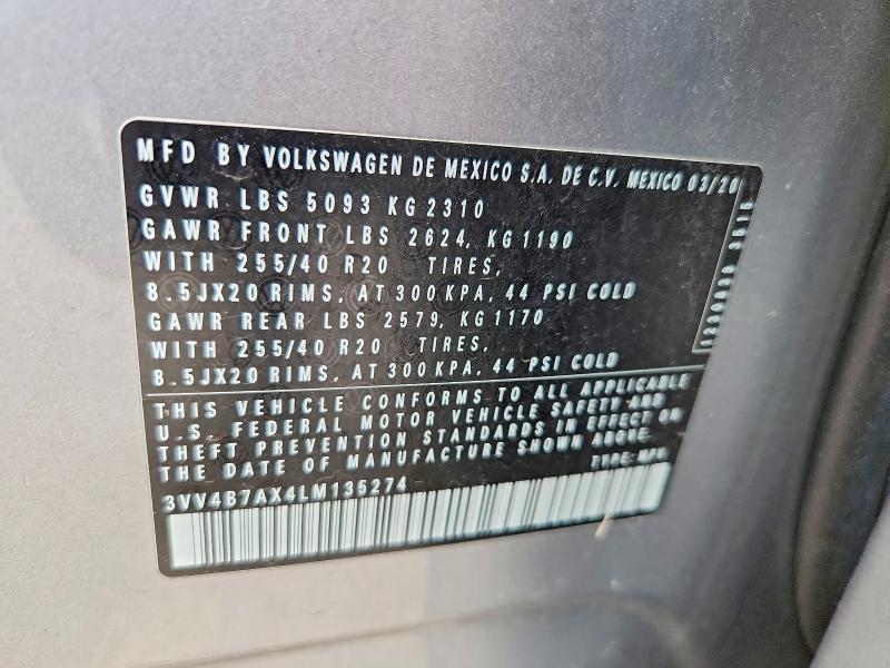 2020 Volkswagen Tiguan მანქანა იყიდება აუქციონზე, vin: 3VV4B7AX4LM135274, აუქციონის ნომერი: 54235936