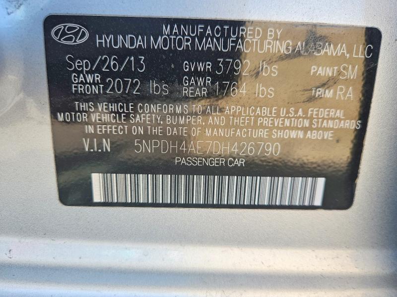 Продаж на аукціоні авто 2013 Hyundai Elantra, vin: 5NPDH4AE7DH426790, номер лоту: 54980266