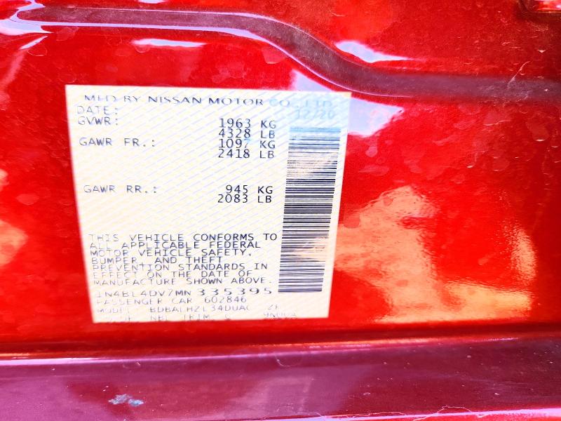2021 Nissan Altima მანქანა იყიდება აუქციონზე, vin: 1N4BL4DV7MN335395, აუქციონის ნომერი: 52888656