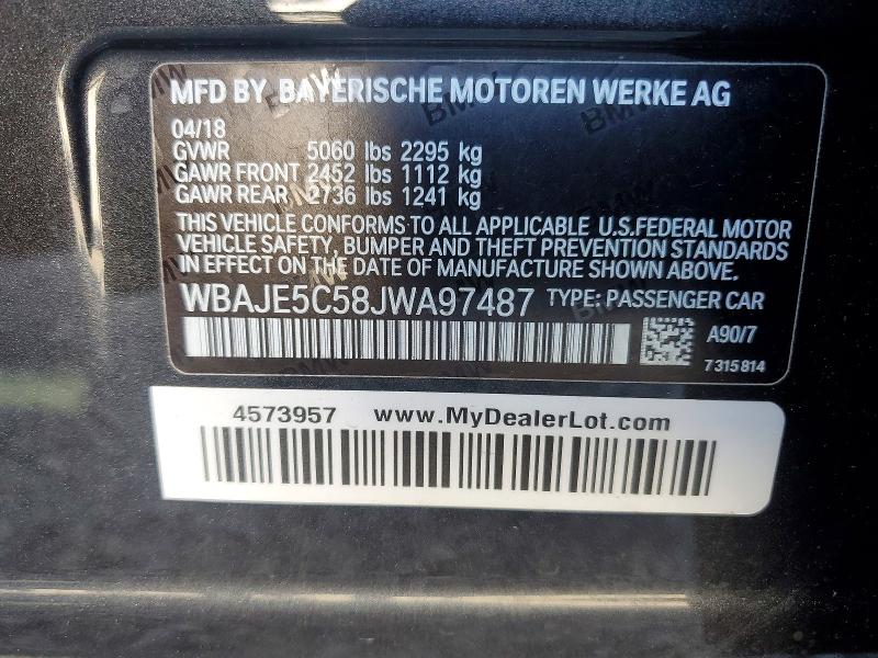 52174916 :رقم المزاد ، WBAJE5C58JWA97487 vin ، 2018 Bmw 540 مزاد بيع