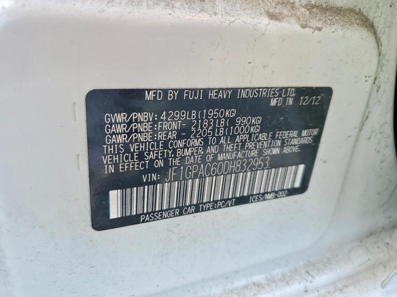 Продажа на аукционе авто 2013 Subaru Impreza, vin: JF1GPAC60DH832953, номер лота: 54537526