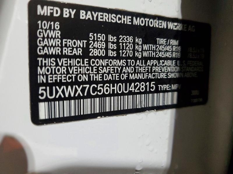 Aukcja sprzedaży 2017 Bmw X3, vin: 5UXWX7C56H0U42815, numer aukcji: 52035806