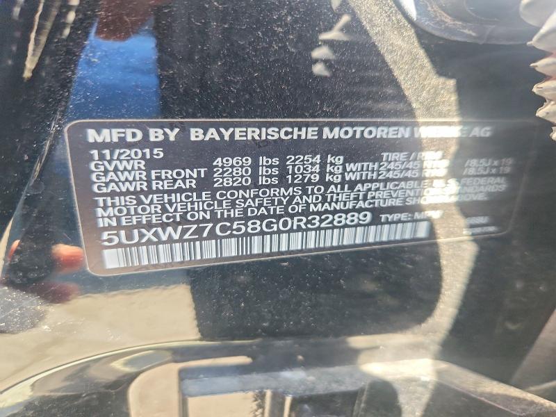 53796706 :رقم المزاد ، 5UXWZ7C58G0R32889 vin ، 2016 Bmw X3 مزاد بيع