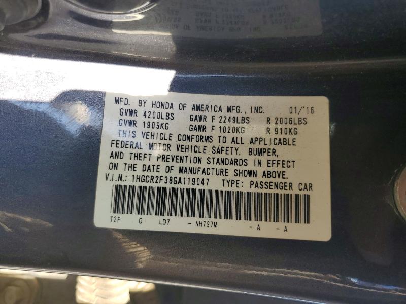 2016 Honda Accord მანქანა იყიდება აუქციონზე, vin: 1HGCR2F38GA119047, აუქციონის ნომერი: 54670506