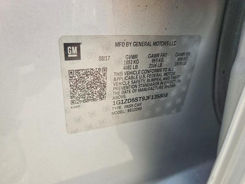 52873856 :رقم المزاد ، 1G1ZD5ST9JF135808 vin ، 2018 Chevrolet Malibu مزاد بيع