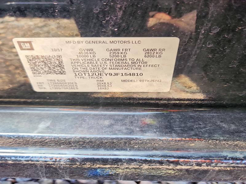 52418206 :رقم المزاد ، 1GT12UEY9JF154810 vin ، 2018 Gmc Sierra مزاد بيع