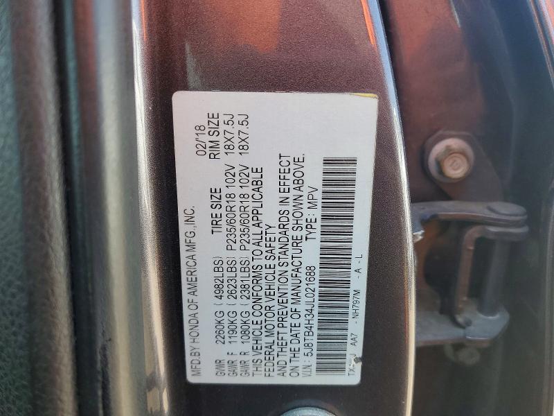 Продаж на аукціоні авто 2018 Acura Rdx, vin: 5J8TB4H34JL021688, номер лоту: 54629956