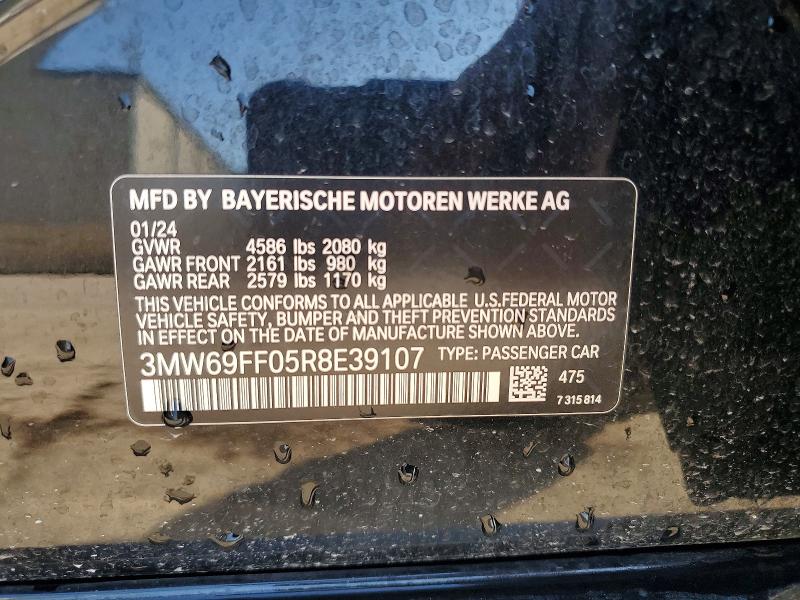 54892846 :رقم المزاد ، 3MW69FF05R8E39107 vin ، 2024 Bmw 330i مزاد بيع