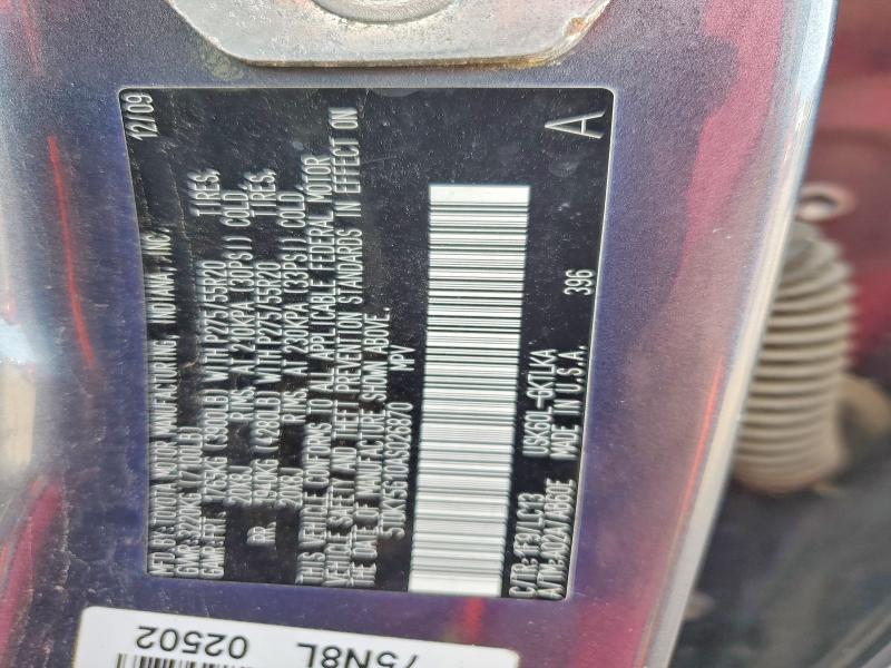 Aukcja sprzedaży 2010 Toyota Sequoia, vin: 5TDKY5G10AS026870, numer aukcji: 52909656