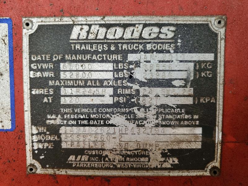 Продаж на аукціоні авто 2017 Rhodes Trailers, vin: 1A9AD2621HP432794, номер лоту: 55369376