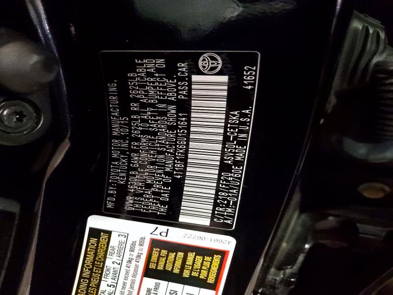 Aukcja sprzedaży 2016 Toyota Camry, vin: 4T1BF1FK6GU151641, numer aukcji: 53908696