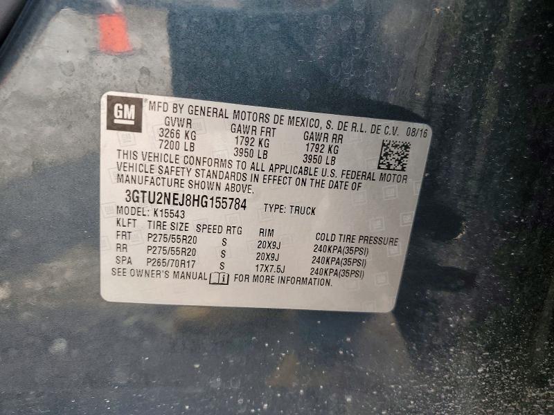 Aukcja sprzedaży 2017 Gmc Sierra, vin: 3GTU2NEJ8HG155784, numer aukcji: 52053996