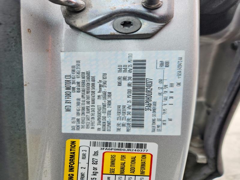 Aukcja sprzedaży 2018 Ford Fusion, vin: 3FA6P0HD0JR240377, numer aukcji: 53190616