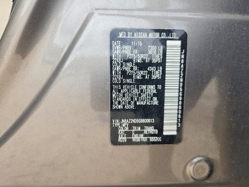 54708396 :رقم المزاد ، JN8AZ2ND5G9800613 vin ، 2016 Infiniti Qx80 مزاد بيع
