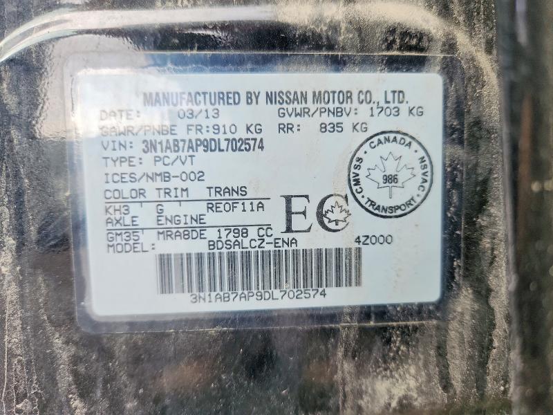 Продаж на аукціоні авто 2013 Nissan Sentra, vin: 3N1AB7AP9DL702574, номер лоту: 53768186