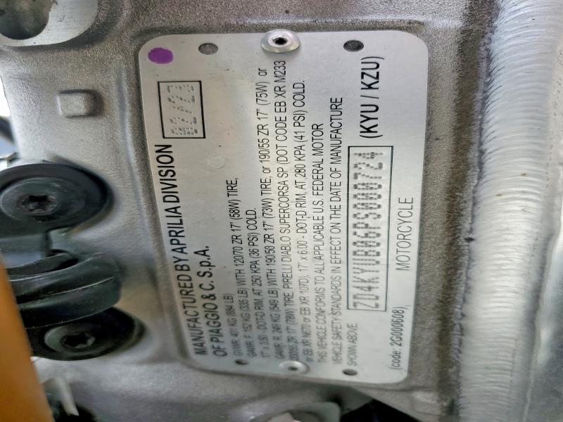 Продаж на аукціоні авто 2023 Aprilia Rsv4, vin: ZD4KYUB06PS000724, номер лоту: 55136296