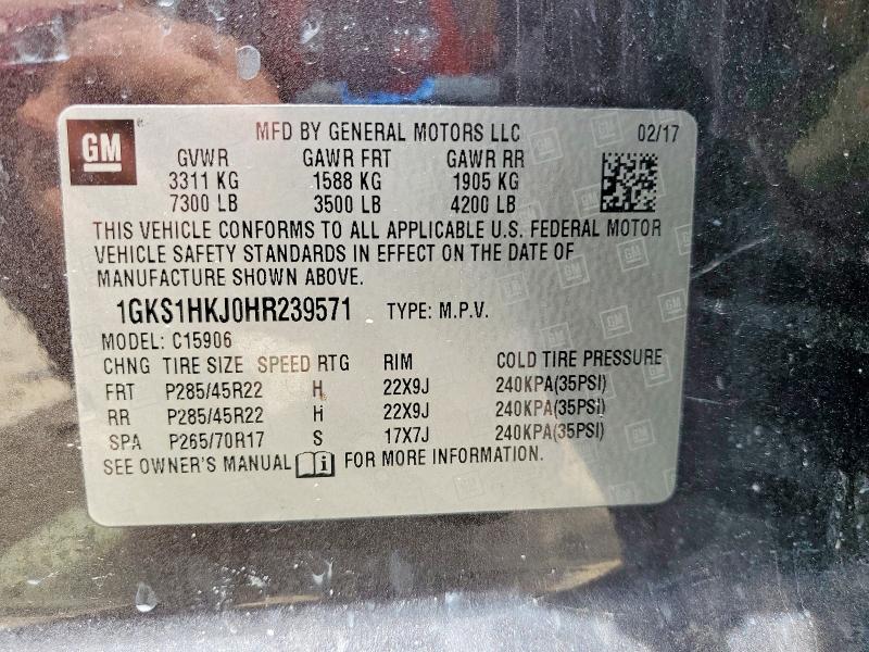 54700246 :رقم المزاد ، 1GKS1HKJ0HR239571 vin ، 2017 Gmc Yukon Xl مزاد بيع