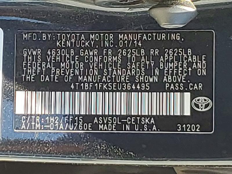 Продаж на аукціоні авто 2014 Toyota Camry, vin: 4T1BF1FK5EU364495, номер лоту: 54264196