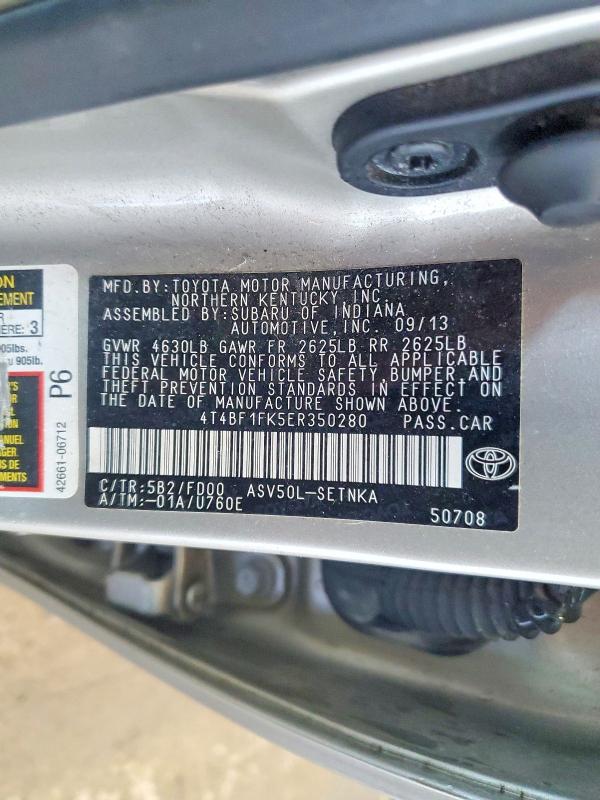Aukcja sprzedaży 2014 Toyota Camry, vin: 4T4BF1FK5ER350280, numer aukcji: 54475206