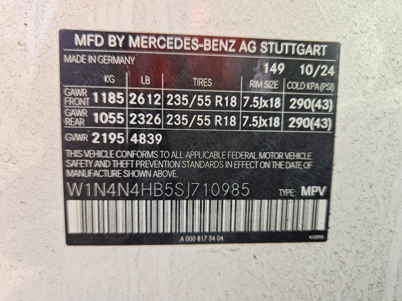 Продажа на аукционе авто 2025 Mercedes-benz Gla, vin: W1N4N4HB5SJ710985, номер лота: 52317306
