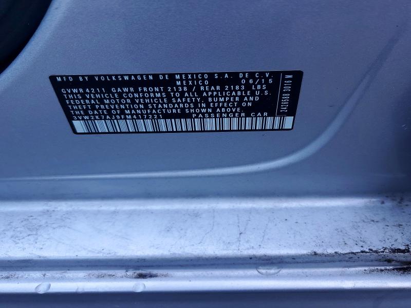 Aukcja sprzedaży 2015 Volkswagen Jetta, vin: 3VW2K7AJ9FM417221, numer aukcji: 51899666