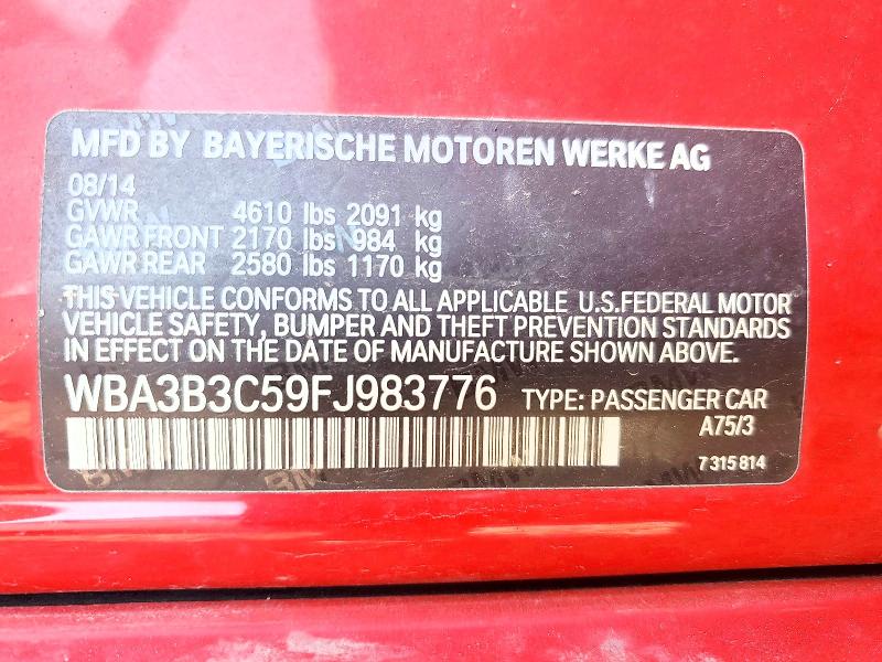 2015 Bmw 328 მანქანა იყიდება აუქციონზე, vin: WBA3B3C59FJ983776, აუქციონის ნომერი: 50528896