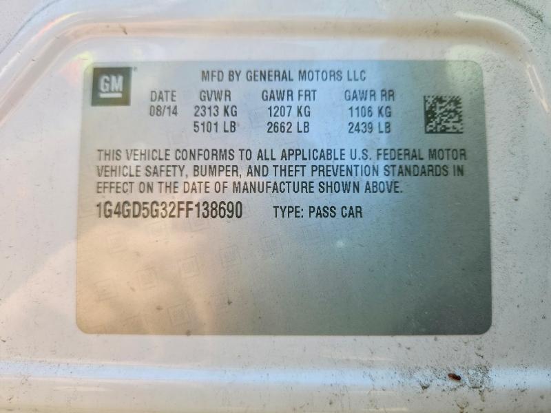 Aukcja sprzedaży 2015 Buick Lacrosse, vin: 1G4GD5G32FF138690, numer aukcji: 52365216