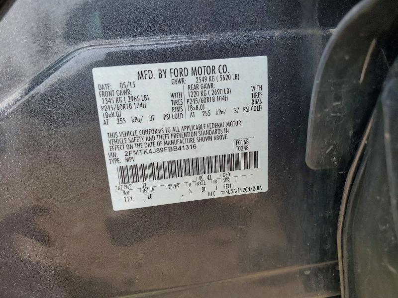 Продаж на аукціоні авто 2015 Ford Edge, vin: 2FMTK4J89FBB41316, номер лоту: 54571376