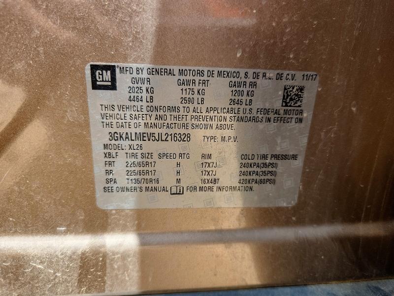 2018 Gmc Terrain მანქანა იყიდება აუქციონზე, vin: 3GKALMEV5JL216328, აუქციონის ნომერი: 54000866