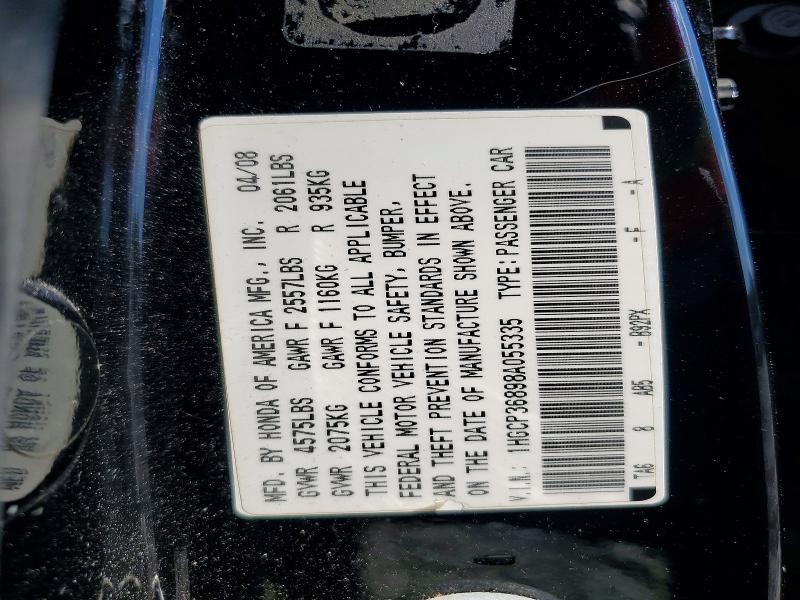Aukcja sprzedaży 2008 Honda Accord, vin: 1HGCP36898A055335, numer aukcji: 53376296