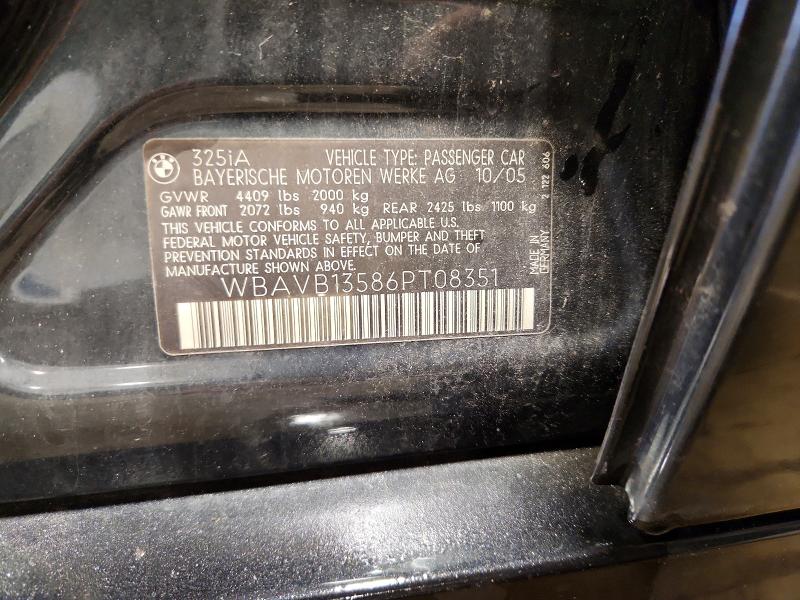 Продажа на аукционе авто 2006 Bmw 325, vin: WBAVB13586PT08351, номер лота: 52319916